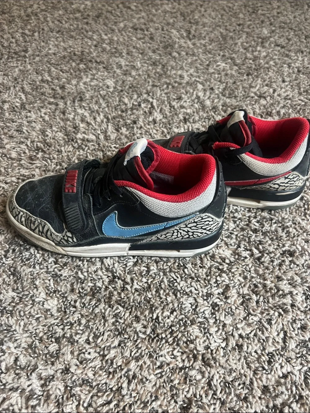 Nike Jordans Kids Black and Red Strap Sneakers with Elephant Print